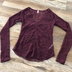 Free People intimately sheer fairy goth floral lace top S